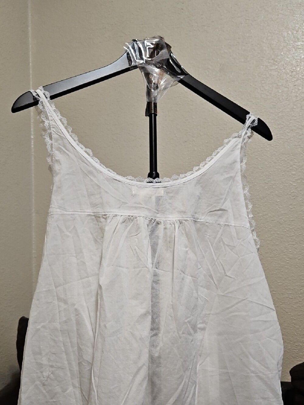 torrid White Lace-Trim Cotton Camisole with Front Tie - Picture 6 of 8